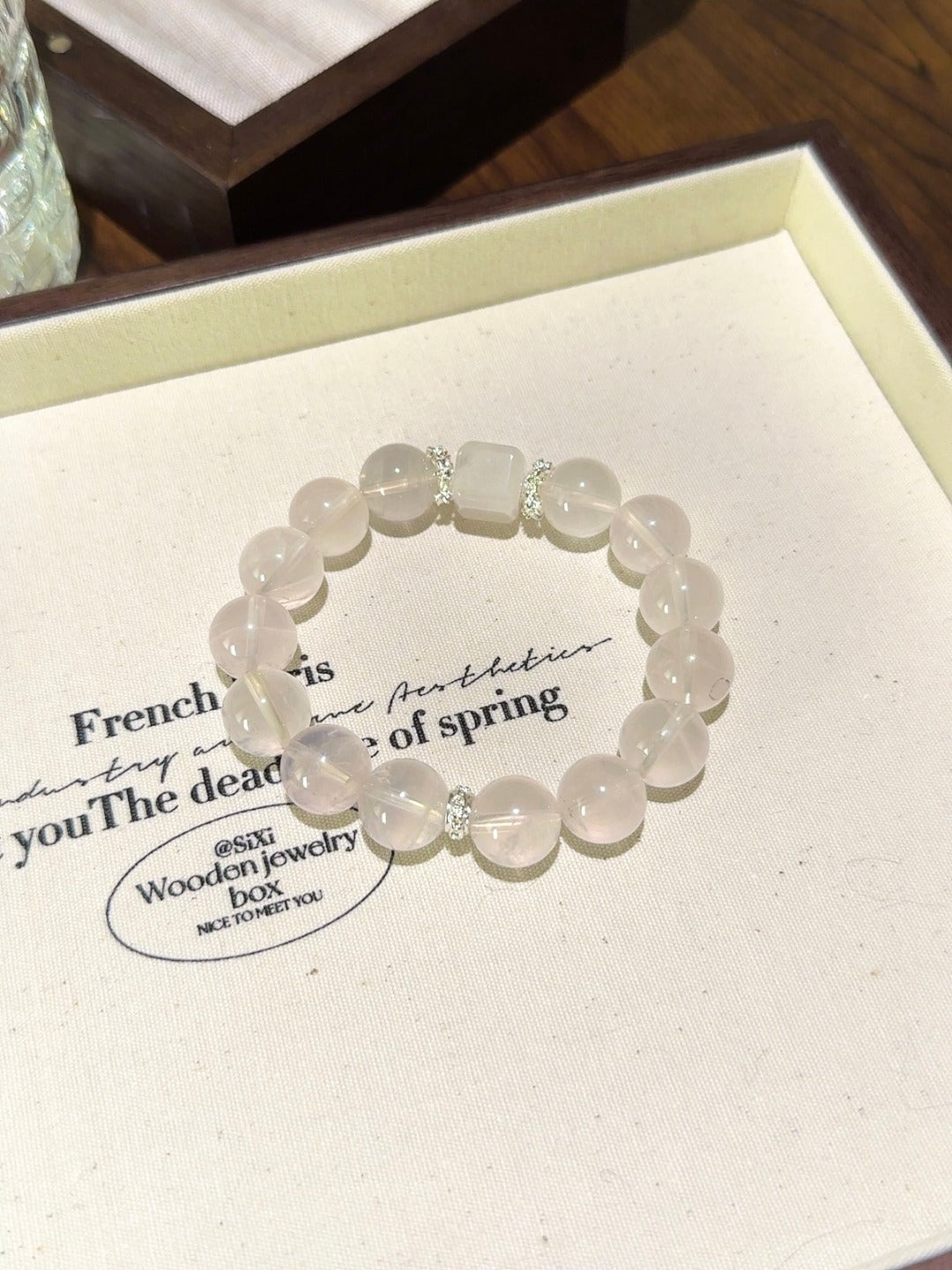 ▫️▪️ Pink crystal sugar cube bracelet